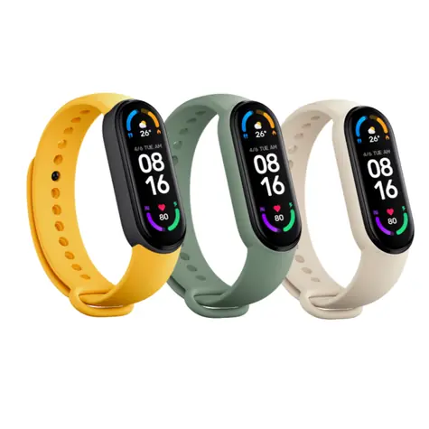 Xiaomi Mi Smart Band 6 Strap Set / Náhradní řemínky / slonovinová & olivová & žlutá