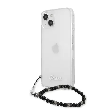 GUESS PC Script and Black Pearls Zadní Kryt pro Apple iPhone 13 mini transparentní