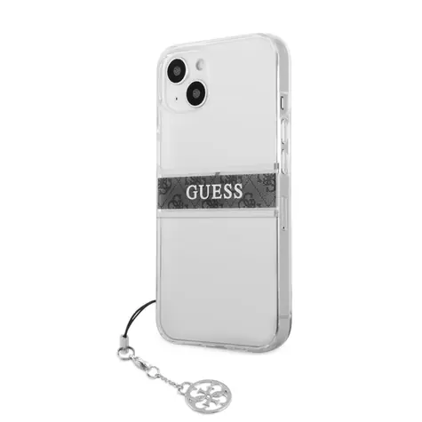 GUESS PC & TPU 4G Grey Stripe Zadní Kryt pro Apple iPhone 13 mini transparentní