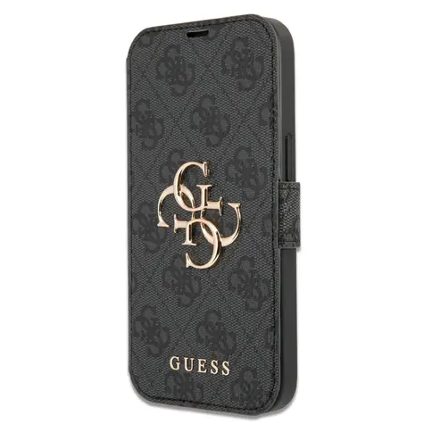 GUESS PU 4G Metal Logo Book Pouzdro pro Apple iPhone 13 Pro šedá