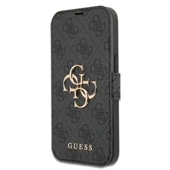 GUESS PU 4G Metal Logo Book Pouzdro pro Apple iPhone 13 Pro Max šedá