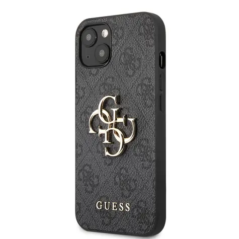 GUESS PU 4G Metal Logo Zadní Kryt pro Apple iPhone 13 šedá