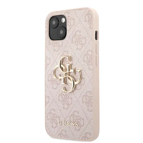 GUESS PU 4G Metal Logo Zadní Kryt pro Apple iPhone 13 růžová