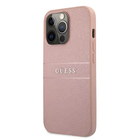 GUESS PU Leather Saffiano Zadní Kryt pro Apple iPhone 13 Pro Max růžová