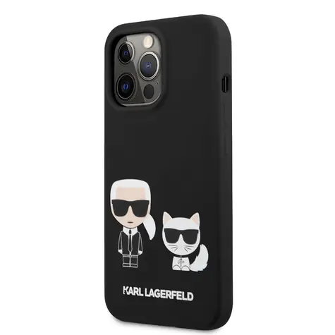 Karl Lagerfeld and Choupette Liquid Silicone Zadní Kryt pro Apple iPhone 13 Pro černá