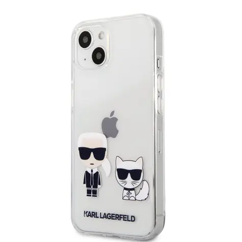 Karl Lagerfeld PC & TPU Ikonik Karl and Choupette Zadní Kryt pro Apple iPhone 13 mini transparentní
