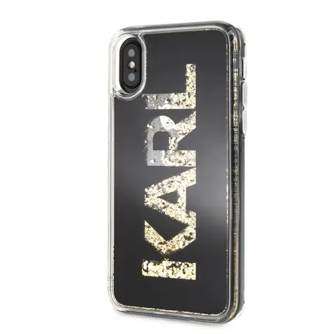 Karl Lagerfeld PC & TPU Liquid Glitter Mirror Kryt pro Apple iPhone X & XS černá