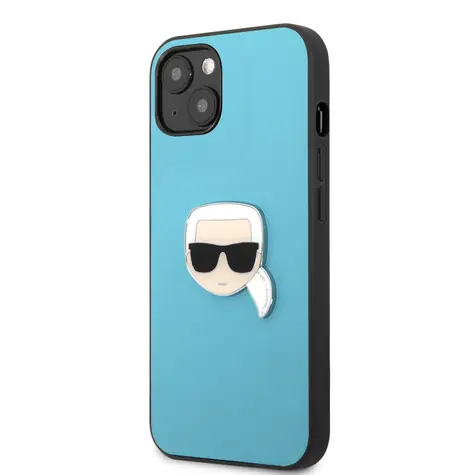 Karl Lagerfeld PU Leather Karl Head Zadní Kryt pro Apple iPhone 13 mini modrá