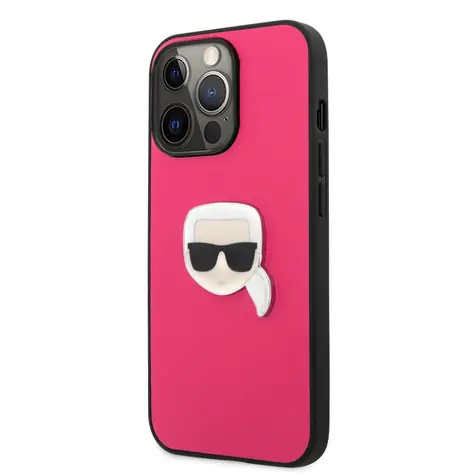 Karl Lagerfeld PU Leather Karl Head Zadní Kryt pro Apple iPhone 13 Pro růžová