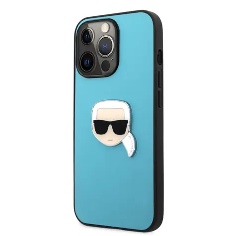 Karl Lagerfeld PU Leather Karl Head Zadní Kryt pro Apple iPhone 13 Pro Max modrá