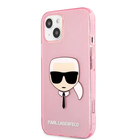 Karl Lagerfeld TPU Full Glitter Karl Head Kryt pro Apple iPhone 13 mini růžová