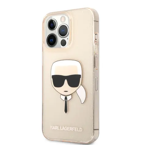 Karl Lagerfeld TPU Full Glitter Karl Head Kryt pro Apple iPhone 13 Pro zlatá