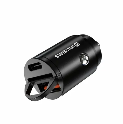 SWISSTEN CL USB adaptér do auta NANO 30W černá / 1x USB-C / 1x USB-A / 30 W / PD / SPC
