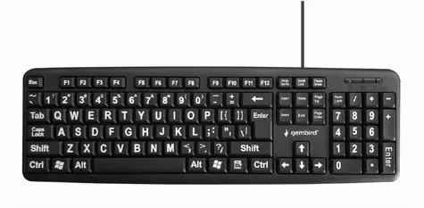 Gembird KB-US-103 černá / drátová klávesnice / zvětšené popisky kláves / USB-A / US layout