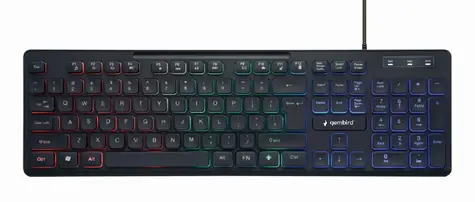 Gembird KB-UML-02 černá / multimediální drátová klávesnice / USB-A / US layout / RGB podsvícení