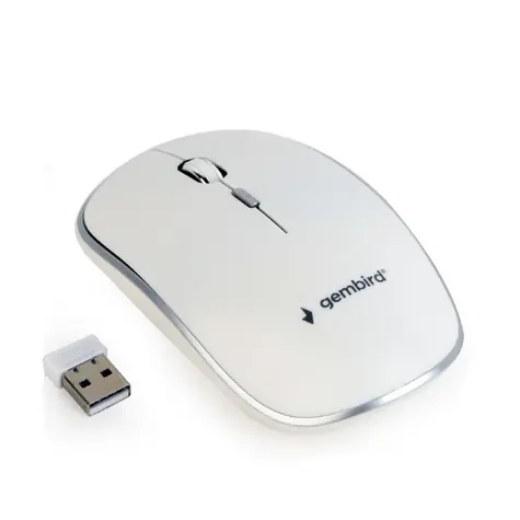 Gembird MUSW-4B-01-W bílá / bezdrátová optická myš / USB přijímač 2.4 GHz / 1600 DPI