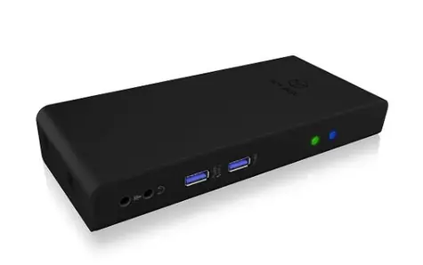 IcyBox IB-DK2251AC dokovací stanice pro notebook černá / 4x USB 2.0 / LAN / 3.5 mm jack