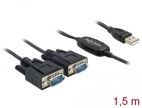 Delock Adaptér USB 2.0 Typ-A > 2 x Sériový DB9 RS-232