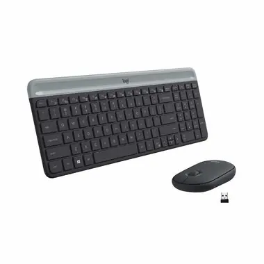 Rozbaleno - Logitech Slim Wireless Combo MK470 DE černá / bezdrátová sada klávesnice a myši / DE verze / rozbaleno
