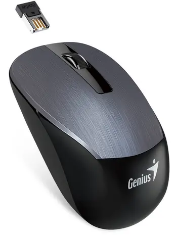 Genius NX-7015 kovově šedá / Optická bezdrátová myš / 1600 DPI / USB přijímač / 1x AA