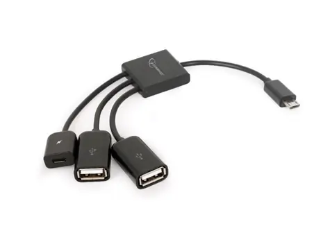 Gembird UHB-OTG-02 Micro-USB OTG Hub černá / 3x USB-A (F) / 1x Micro-USB (M)