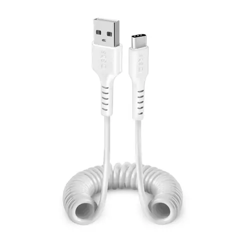 SBS spirálový kabel USB - USB-C 1m bílá