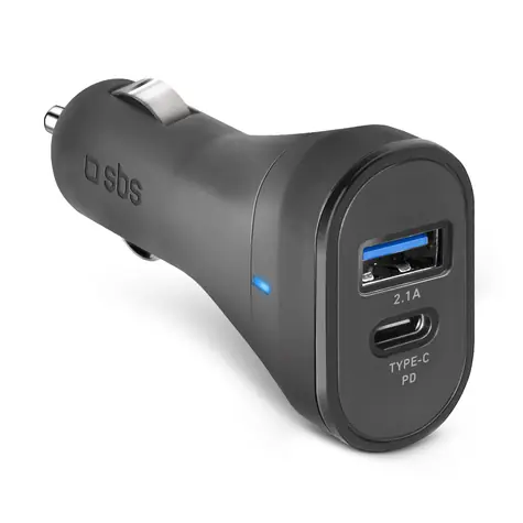 SBS Autoadaptér USB & USB-C černá / 2.1A & 3A