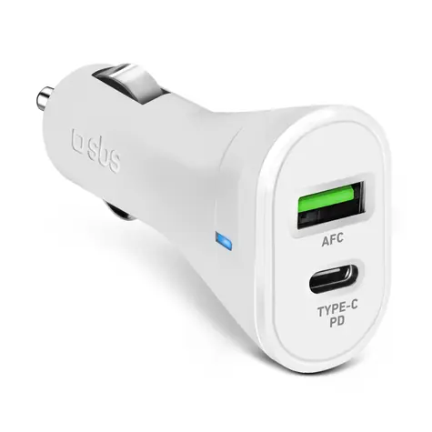 SBS Autoadaptér USB-C PD 20 W & USB AFC 18 W bílá
