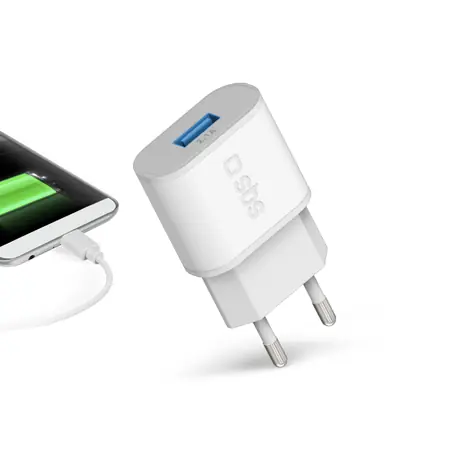 SBS Cestovní adaptér s rychlým nabíjením 1x USB 2100 mAh bílá