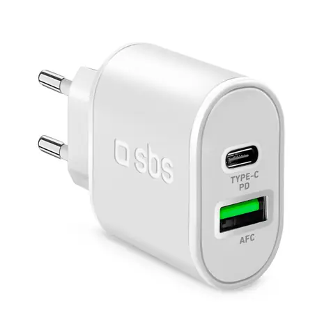 SBS Cestovní adaptér USB-C PD 20 W & USB AFC 18 W bílá