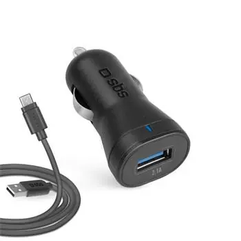 SBS Nabíjecí sada do auta s MicroUSB kabelem 1 m černá / 2100 mA