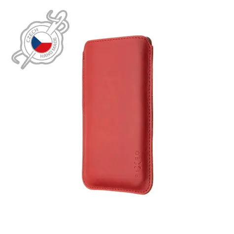 FIXED Slim Tenké pouzdro vyrobené z pravé kůže pro Apple iPhone 12 & 12 Pro & 13 & 13 Pro červená 