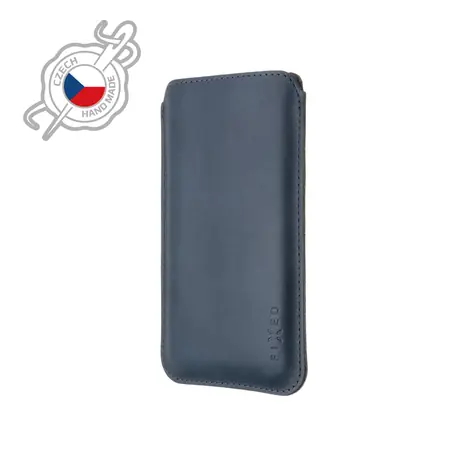 FIXED Slim Tenké pouzdro vyrobené z pravé kůže pro Apple iPhone 12 Pro Max & 13 Pro Max modrá 