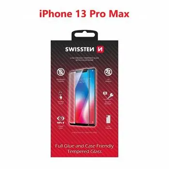 SWISSTEN FULL GLUE COLOR FRAME CASE FRIENDLY sklo pro Apple iPhone 13 Pro Max černá