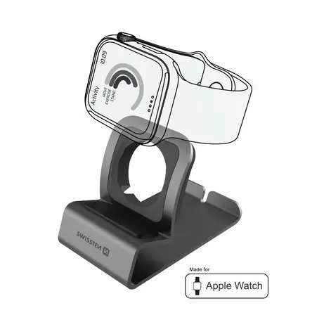 SWISSTEN Hliníkový stojánek pro Apple Watch šedá