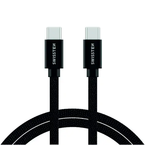 SWISSTEN TEXTILE datový kabel  USB-C - USB-C 2m černá