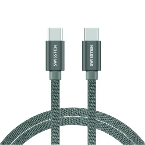 SWISSTEN TEXTILE datový kabel  USB-C - USB-C 2m stříbrná