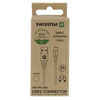 SWISSTEN datový kabel USB - USB-C  1.2m bílá  (ECO BALENÍ)