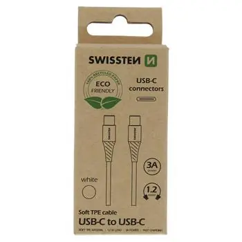 SWISSTEN datový kabel USB-C - USB-C 1.2m bílá  (ECO BALENÍ)