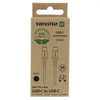 SWISSTEN datový kabel USB-C - USB-C 1.2m černá  (ECO BALENÍ)