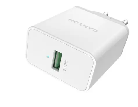 CANYON H-24 bílá / USB-A nabíječka / 24W / QC 3.0 / 1x USB-A