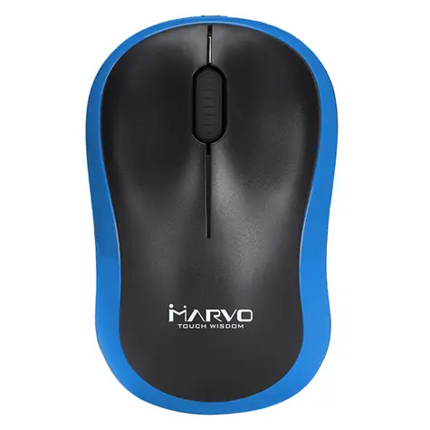Marvo DWM100BL černo-modrá / bezdrátová optická myš / 1200 DPI / 2.4GHz USB přijímač