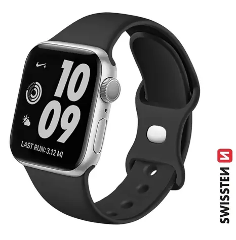 SWISSTEN Silikonový řemínek pro Apple Watch 42/44/45/49mm černá