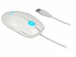 Delock 12537 bílá / Optická myš / 1200dpi / 3 tlačítka + rolovací kolečko / USB
