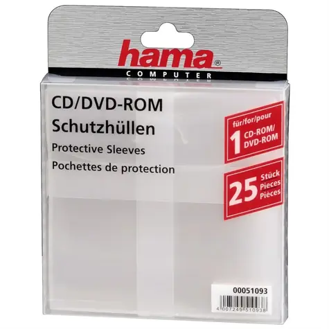 Hama ochranný obal pro CD& DVD 25ks transparentní