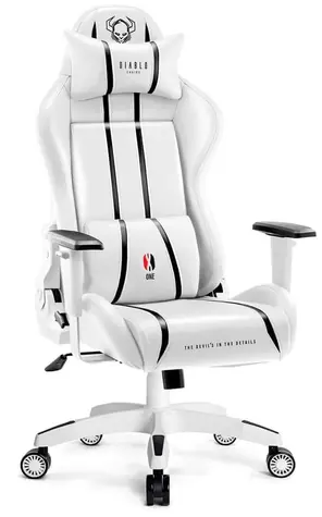 Diablo X-One 2.0 Kids bílo-černá / herní dětská židle / nastavitelná / umělá kůže / pojezdová kolečka / nosnost 160 kg
