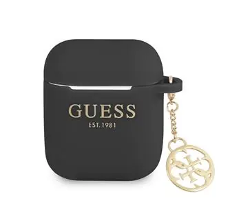 GUESS 4G Charm Silikonové Pouzdro pro Airpods 1 & 2 černá