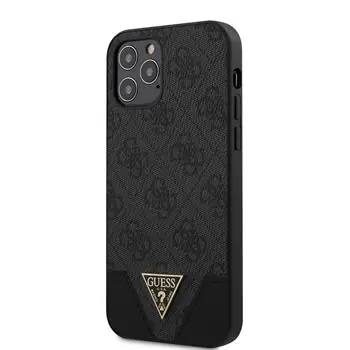 GUESS 4G Triangle Zadní Kryt pro Apple iPhone 12 & 12 Pro šedá