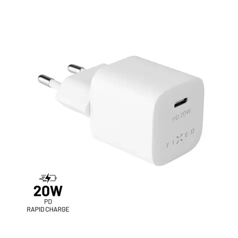 FIXED Mini 20W síťová nabíječka s USB-C výstupem a podporou PD bílá