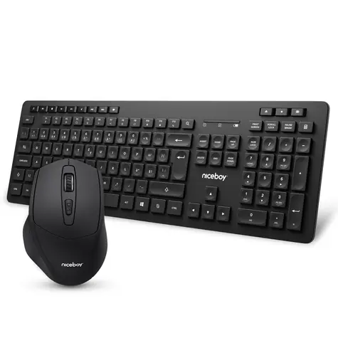 Niceboy MK10 Combo černá / Set bezdrátové klávesnice a myši / CZ&SK layout / 1600 DPI / 2.4 GHz USB dongle